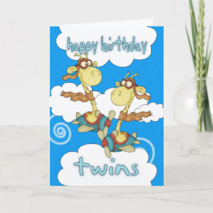 Carte d'anniversaire jumeaux - avion / avion Giraf