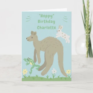 Carte d'anniversaire Kangaroo, Rabbit et Frog