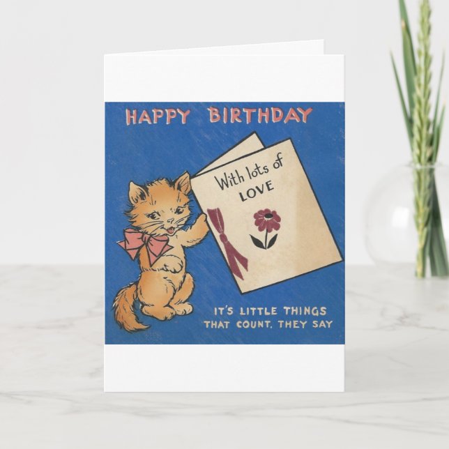 Carte d'anniversaire Kitty vintage (Devant)