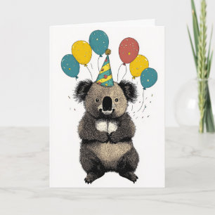 Carte d'anniversaire Koala - animal de fête