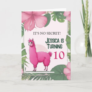 Carte d'anniversaire lama rose souriant heureux