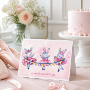 Carte d'anniversaire Lapins Ballerine Rose