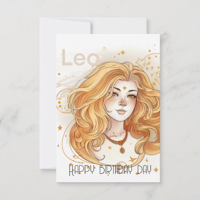 Carte d'anniversaire Leo fille (Devant)