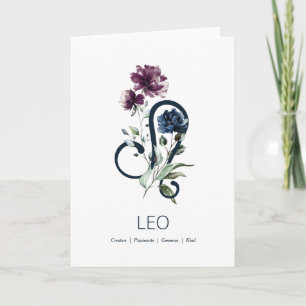 Carte d'anniversaire Leo moderne Floral Zodiac Sta