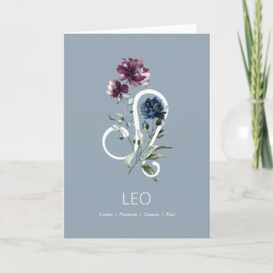 Carte d'anniversaire Leo moderne Floral Zodiac Sta