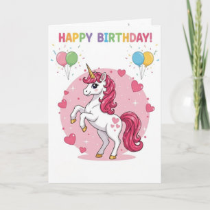 Carte d'anniversaire Licorne Arc-en-ciel Magique
