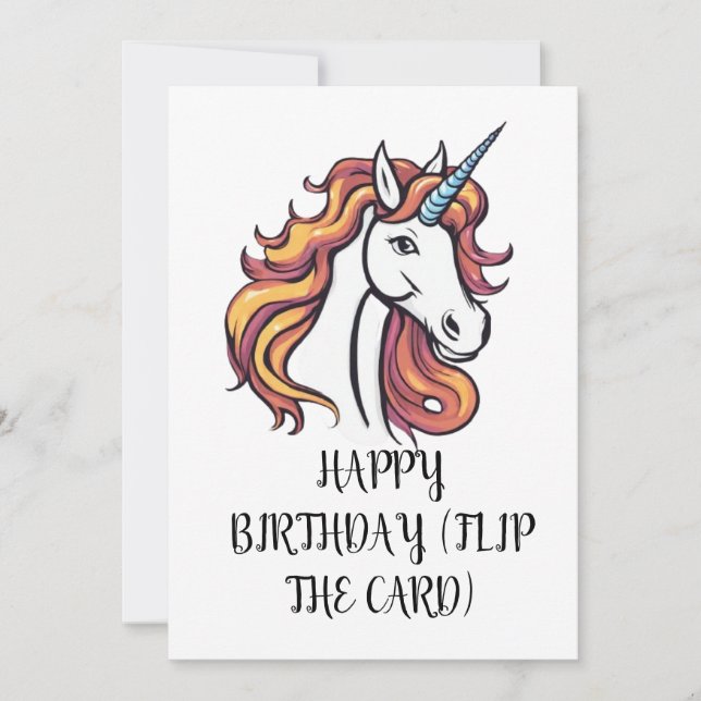Carte d'anniversaire licorne mignonne (Devant)