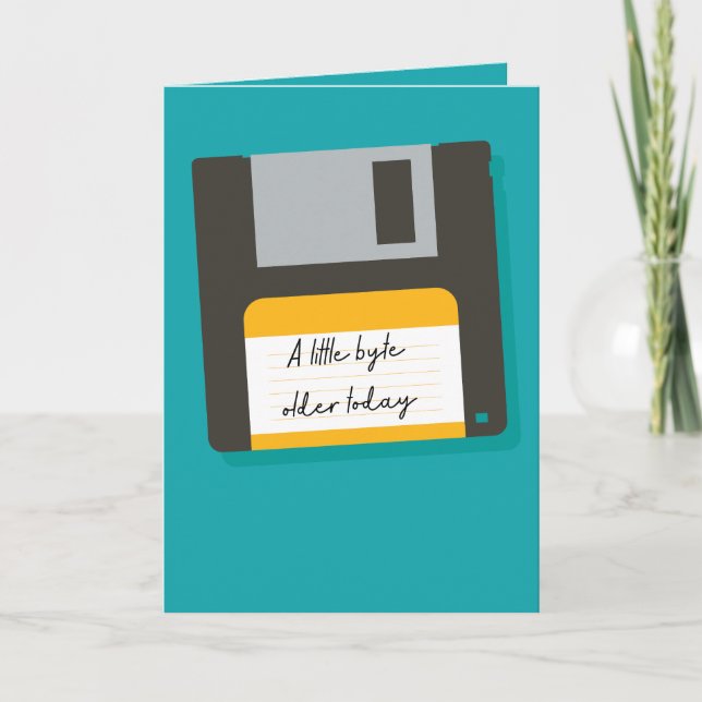 Carte d'anniversaire Little Byte Ancienne disquett (Devant)