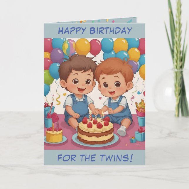 Carte d'anniversaire Little Twin Boys (Devant)
