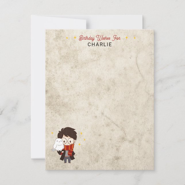 Carte d'anniversaire magique de personnage HARRY P (Devant)