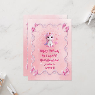 Carte d'anniversaire magique Licorne Rose Mignonne
