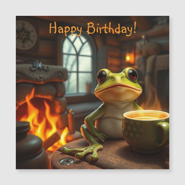 Carte d'anniversaire magnétique de la grenouille c (Devant)