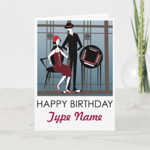 Carte d'anniversaire Mah Jongg Flappers Couple