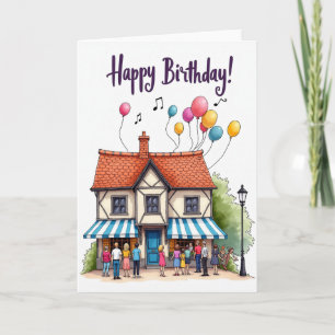 Carte d'anniversaire Maison Fantaisiste