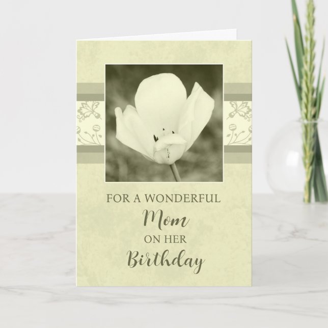 Carte d'anniversaire maman Fleurs Vintage (Devant)
