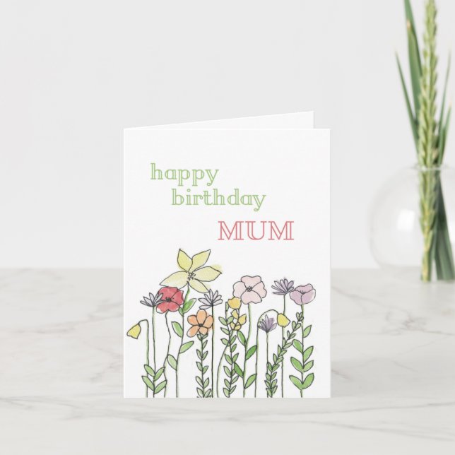 Carte d'anniversaire maman - illustration fleur (Devant)