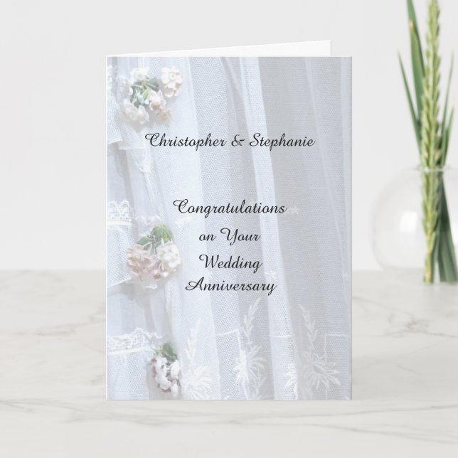 Carte d'anniversaire mariage, dentelle Vintage (Devant)