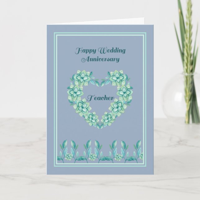Carte d'anniversaire mariage pour enseignant en bl (Devant)