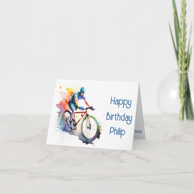 Carte d'anniversaire Marine, violet et orange cycl (Devant)