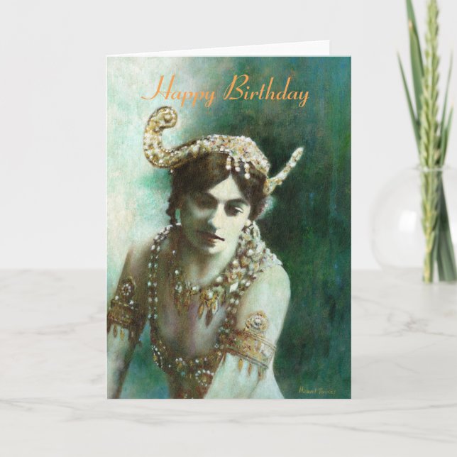 Carte d'anniversaire Mata Hari Vintage (Devant)