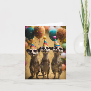 Carte d'anniversaire Meerkats Feled avec Ballons