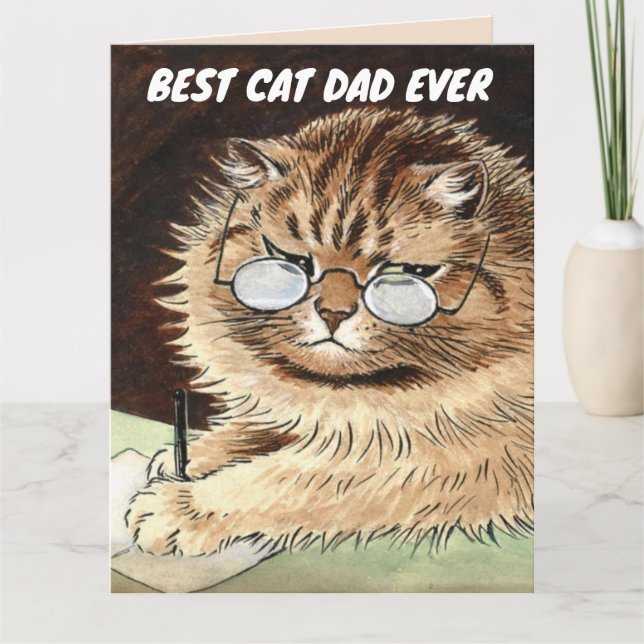 CARTE D'ANNIVERSAIRE MEILLEUR PÈRE À CHAT DE TOUS  (Devant)