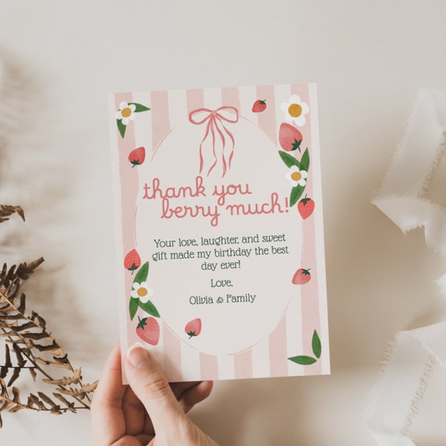 Carte d'anniversaire Merci Beaucoup Fraise (Créateur téléchargé)