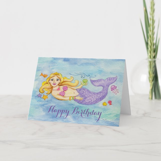 Carte d'anniversaire Mermaid (Devant)