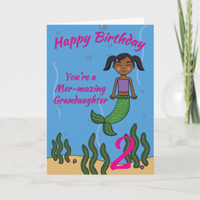 Carte d'anniversaire Mermaid pour grand-fille, tou (Devant)