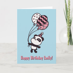 Carte d'anniversaire Mignon Panda et Ballons