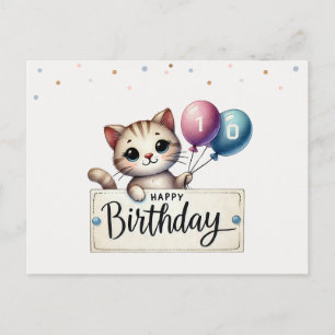 Carte d'anniversaire mignonne avec Happy Cat et Ba