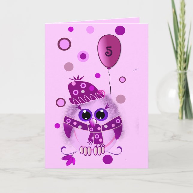 Carte d'anniversaire mignonne avec hibou et texte (Devant)
