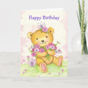 Carte d'anniversaire mignonne de l'ours w/butterfy