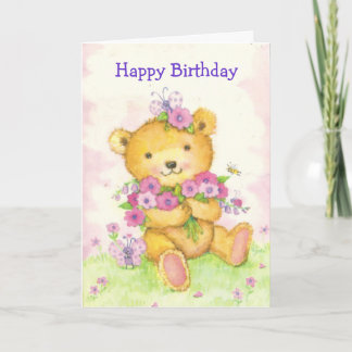 Carte d'anniversaire mignonne de l'ours w/butterfy