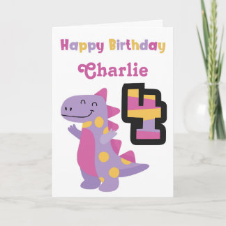 Carte d'anniversaire mignonne Dinosaur 4e