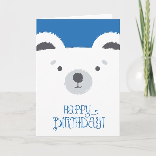 Carte d'anniversaire mignonne d'ours blanc (Devant)