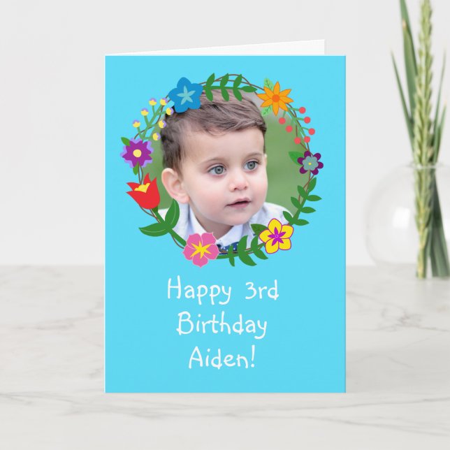 Carte d'anniversaire mignonne Enfants Garçons Phot (Devant)