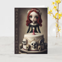 carte d'anniversaire mignonne goth rock emo fille,