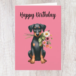 Carte d'anniversaire mignonne pour Doberman