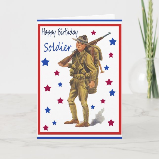 Carte d'anniversaire militaire vintage (Devant)