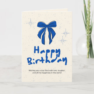 Carte d'anniversaire minimaliste avec ruban bleu r
