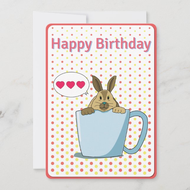 Carte d'anniversaire Mocha bunny Happy (Devant)