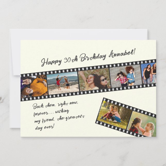 Carte d'anniversaire Modern Simple 7 Photo Film St (Devant)