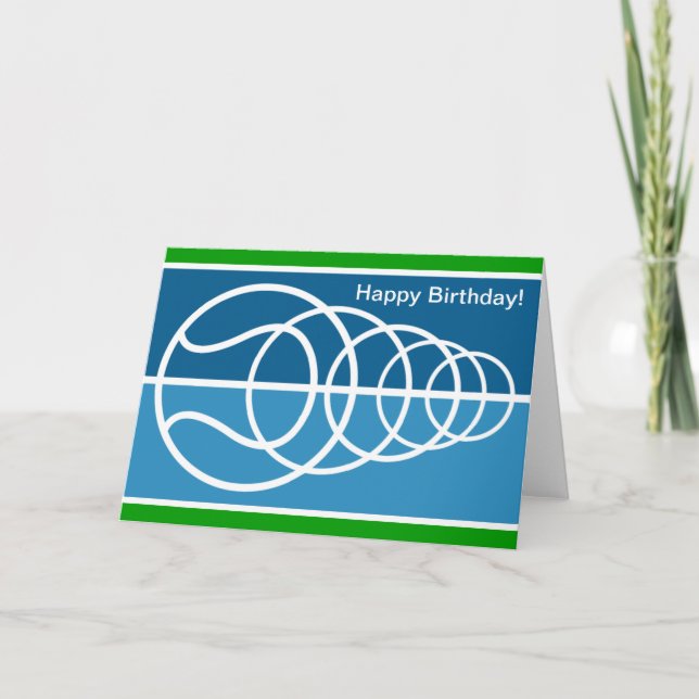 Carte d'anniversaire moderne avec balle de tennis (Devant)