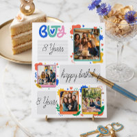 Carte d'anniversaire moderne et colorée en collage