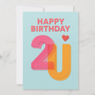 Carte d'anniversaire moderne Joyeux 2U Design