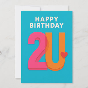 Carte d'anniversaire moderne Joyeux 2U Design