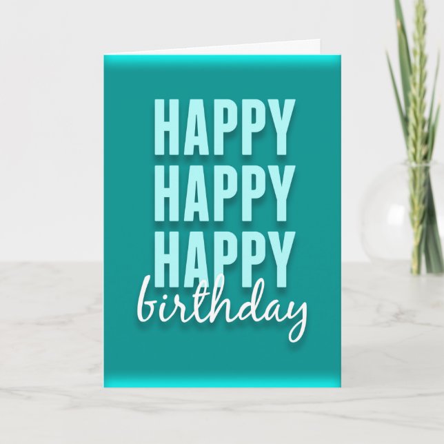 Carte d'anniversaire moderne Turquoise Satin (Devant)
