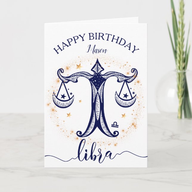 Carte d'anniversaire monochrome de marine et d'or (Devant)