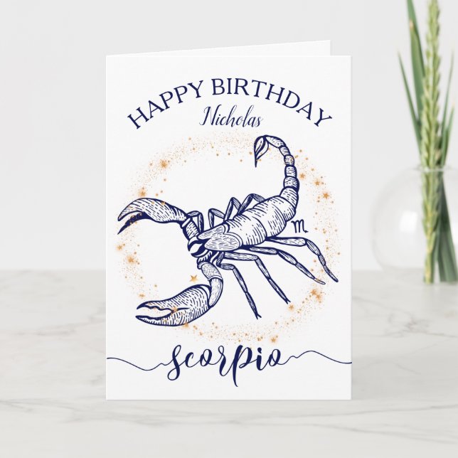 Carte d'anniversaire monochrome d'or de marine de (Devant)